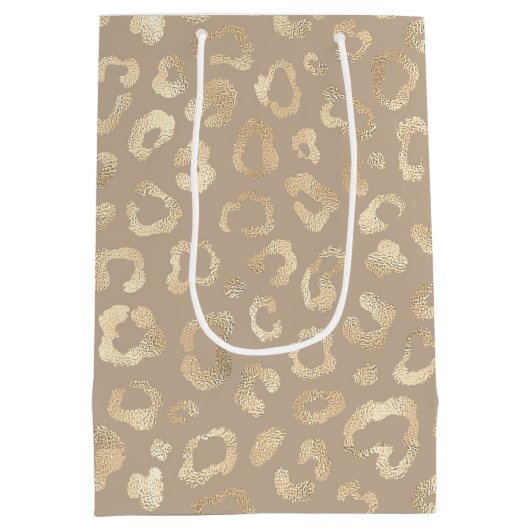 Glam Leopard Spot Pattern Safari Gold ID111154 Medium Cadeauzakje (Achterkant)
