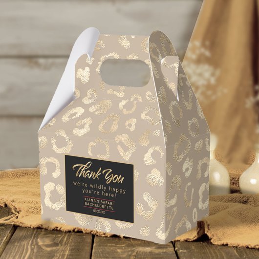 Glam Leopard Spot Pattern Safari Gold ID1154 Bedankdoosjes
