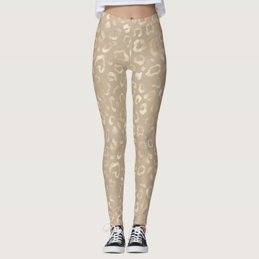 Glam Leopard Spot Pattern Safari Gold ID1154 Leggings (Voorkant)