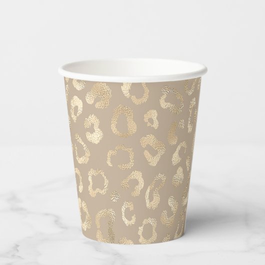Glam Leopard Spot Pattern Safari Gold ID1154 Papieren Bekers (Achterkant)