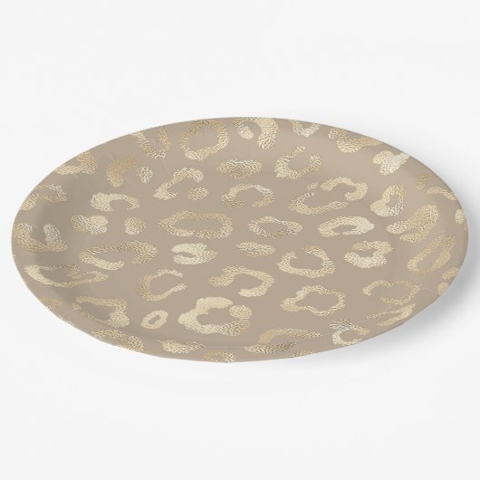 Glam Leopard Spot Pattern Safari Gold ID1154 Papieren Bordje (Gekanteld)