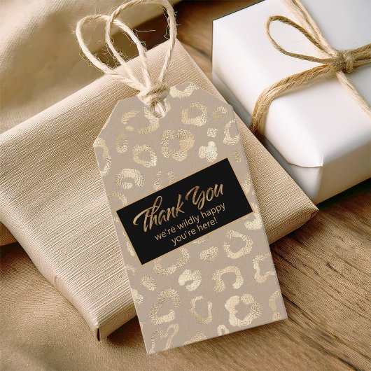 Glam Leopard Spot Safari Bedankt Gold ID1154 Cadeaulabel