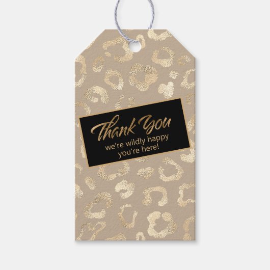 Glam Leopard Spot Safari Bedankt Gold ID1154 Cadeaulabel (Voorkant)