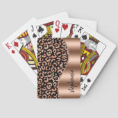 Glam Leopard Spots Roos Gold Black Metallic Name Pokerkaarten (Achterkant)