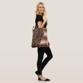 Glam Leopard Spots Roos Gold Black Metallic Name Tote Bag (Op model)
