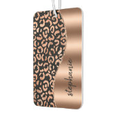 Glam Leopard Spots Rose Gold Black Metallic Name Luchtverfrisser (Links)