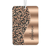 Glam Leopard Spots Rose Gold Black Metallic Name Luchtverfrisser (Achterkant)