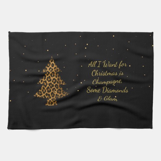 Glam Leopard Tree Holiday Theedoek (Horizontaal)