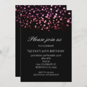 Glam Licht Roze Oranje Confetti Partij Uitnodiging (Voorkant / Achterkant)