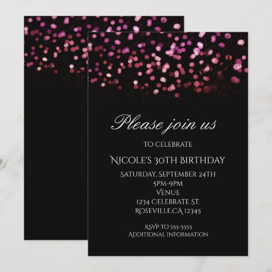 Glam Licht Roze Oranje Confetti Partij Uitnodiging (Voorkant / Achterkant)