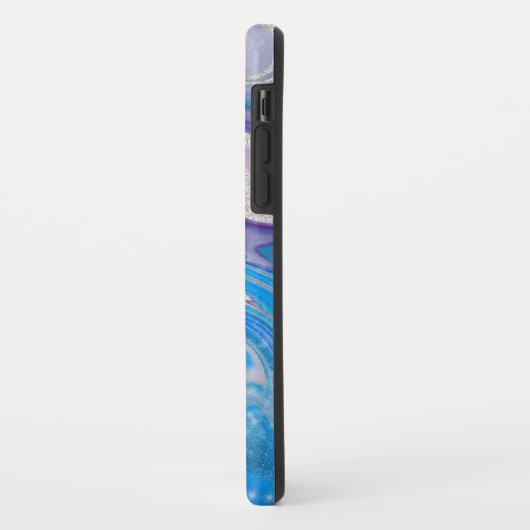Glam lichtblauw paars zilverglittermarmer Case-Mate iPhone case (Achterkant/links)