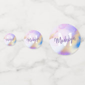 Glam Lila Gold Abstract Paint Trendy Monogram Confetti (Voorkanten)