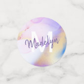 Glam Lila Gold Abstract Paint Trendy Monogram Confetti (Kleine voorkant)