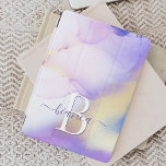 Glam Lila Gold Abstract Verf Elegant Monogram iPad Pro Cover<br><div class="desc">Pas deze glamoureuze stijl abstracte lila waterverf eenvoudig aan met uw eigen details.</div>