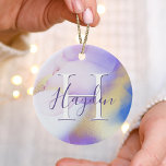 Glam Lila Gold Abstract Verf Elegant Monogram Keramisch Ornament<br><div class="desc">Pas deze glamoureuze stijl abstracte lila waterverf eenvoudig aan met uw eigen details.</div>