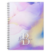Glam Lila Gold Abstract Verf Elegant Monogram Notitieboek (Voorkant)