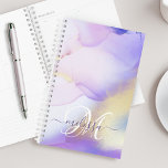 Glam Lila Gold Abstract Verf Elegant Monogram Planner<br><div class="desc">Pas deze glamoureuze stijl abstracte lila waterverf eenvoudig aan met uw eigen details.</div>