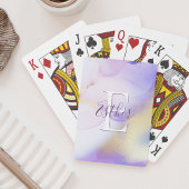 Glam Lila Gold Abstract Verf Elegant Monogram Pokerkaarten