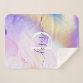 Glam Lila Gold Abstract Verf Elegant Monogram Sherpa Deken (Voorkant (horizontaal))