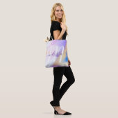 Glam Lila Gold Abstract Verf Elegant Monogram Tote Bag (Op model)