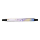 Glam Lila Gold Abstract Verf Elegant Monogram Zwarte Inkt Pen (Voorkant)