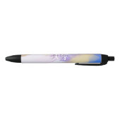 Glam Lila Gold Abstract Verf Elegant Monogram Zwarte Inkt Pen (Bodem)