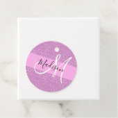 Glam Lila Metallic Pink Honeycomb Monogram Naam Bedankjes Labels (In situ)
