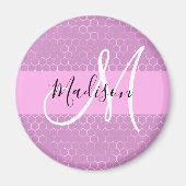 Glam Lila Metallic Pink Honeycomb Monogram Naam Magneet (Voorkant)