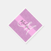 Glam Lila Metallic Pink Honeycomb Monogram Naam Servet (Hoek)