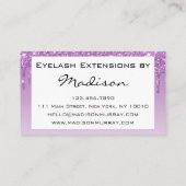 Glam Lila Paars Glitter Drift Eyelash Visitekaartje (Achterkant)