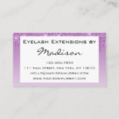 Glam Lila Paars Glitter Drift Eyelash Visitekaartje (Achterkant)