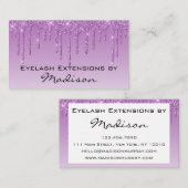 Glam Lila Paars Glitter Drift Eyelash Visitekaartje (Voorkant / Achterkant)