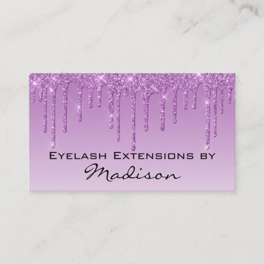 Glam Lila Paars Glitter Drift Eyelash Visitekaartje (Voorkant)