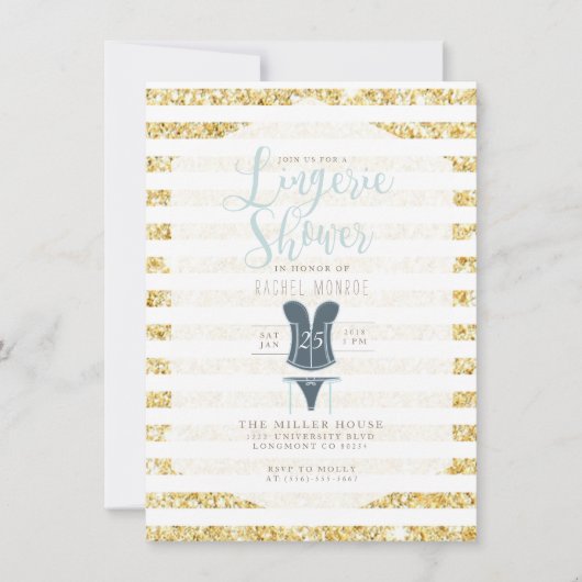  Glam Lingerie Douche uitnodigen Kaart (Voorkant)