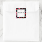 Glam Lip Print Makeup Artist Beauty Pink/Red/Black Vierkante Sticker (Tas)