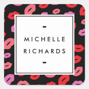 Glam Lip Print Makeup Artist Beauty Pink/Red/Black Vierkante Sticker