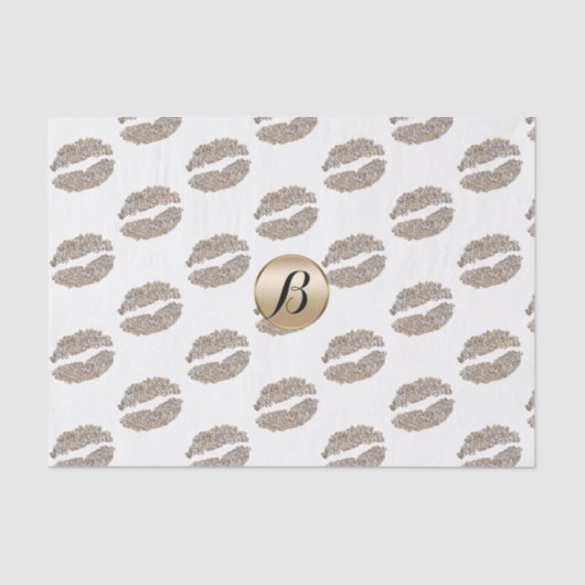 Glam Lips Kiss Glamour Chique Monogram Modern Part Tissuepapier (Voorkant)