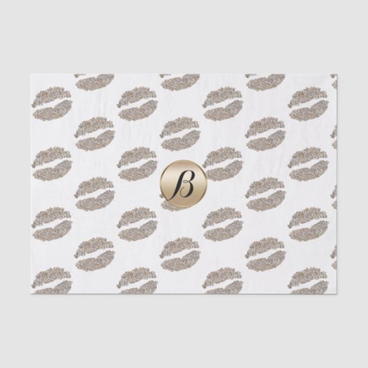 Glam Lips Kus Glamour Chic Monogram Modern Feest Tissuepapier (Voorkant)