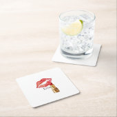 Glam Lips Rode Lippenstift Kus Kartonnen Onderzetters (Insitu)