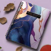 Glam Liquid Marble Blue Paars Gold monogram Planner