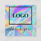 Glam Logo Faux Holographic Bedankt Vierkante Visitekaartje (Voorkant)