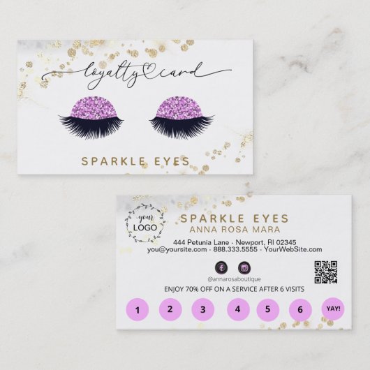 *~* Glam LOGO Gold Eyes QR Visitekaartje (Voorkant / Achterkant)