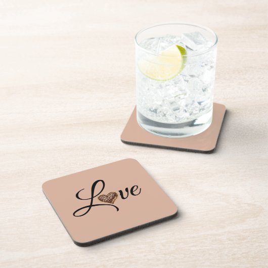 Glam Luipaard Hart Liefde Design Bier Onderzetter (Rechterzijde)