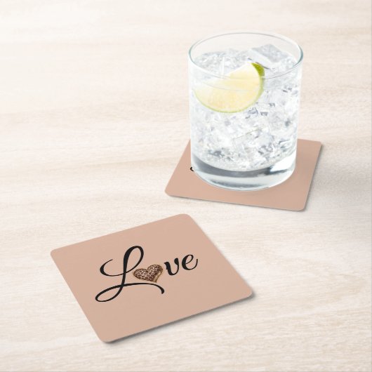 Glam Luipaard Hart Liefde Design Kartonnen Onderzetters (Insitu)