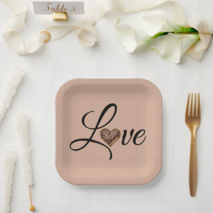 Glam Luipaard Hart Liefde Design Papieren Bordje