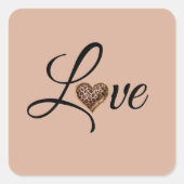 Glam Luipaard Hart Liefde Design Vierkante Sticker (Voorkant)