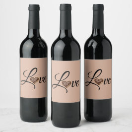 Glam Luipaard Hart Liefde Design Wijn Etiket