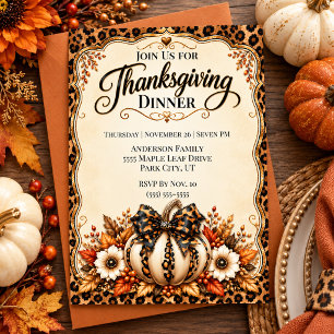 Glam Luipaard Pompoen Thanksgiving Diner Kaart