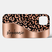 Glam Luipaardspikkels Rose Goud Zwart Metallic Naa Case-Mate iPhone Case (Achterkant (horizontaal))