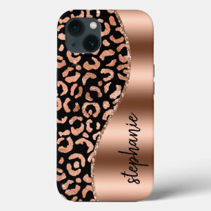 Glam Luipaardspikkels Rose Goud Zwart Metallic Naa Case-Mate iPhone Case
